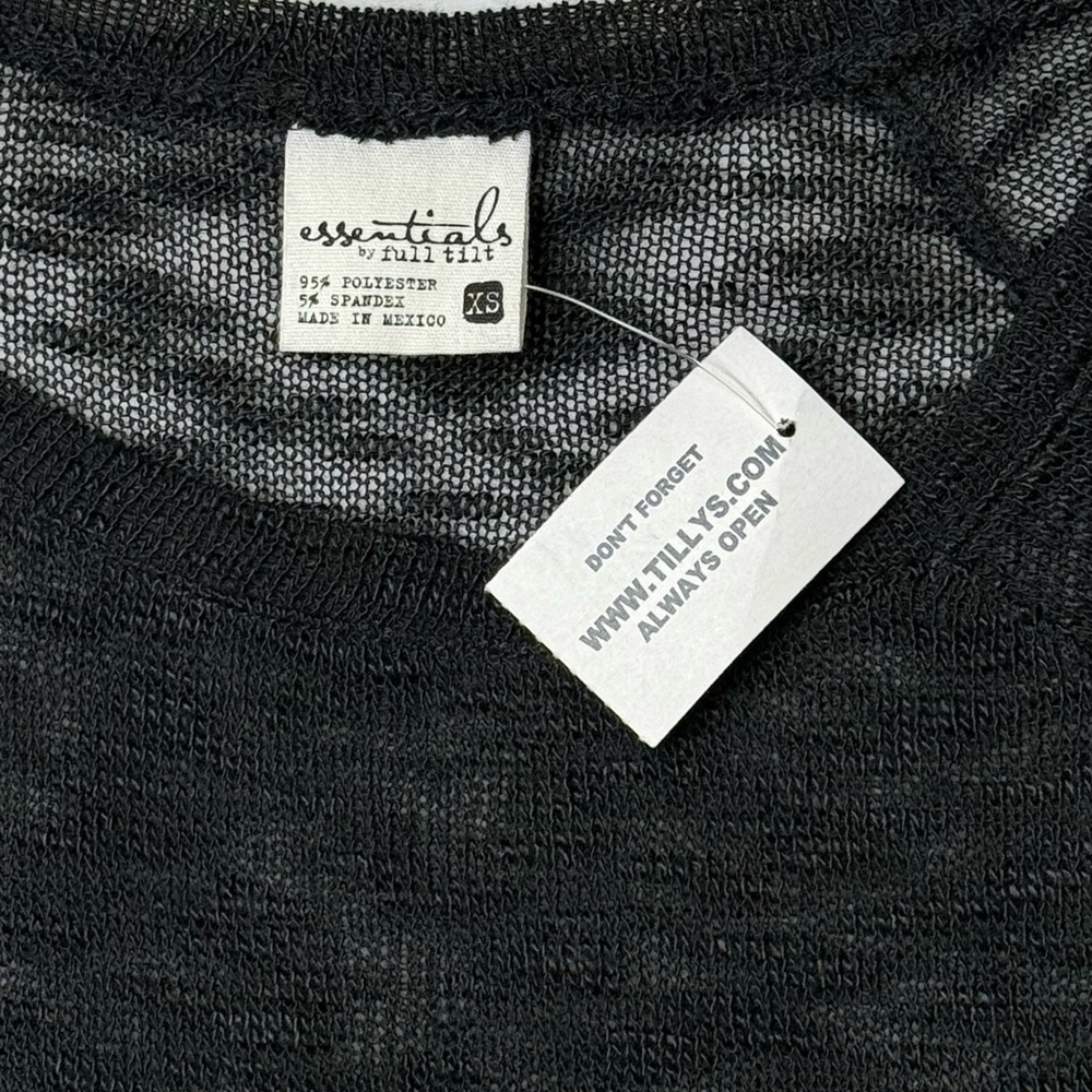 Essentials by Full Tilt Black Long Sleeve Burnout Top - Picture 2 of 6
